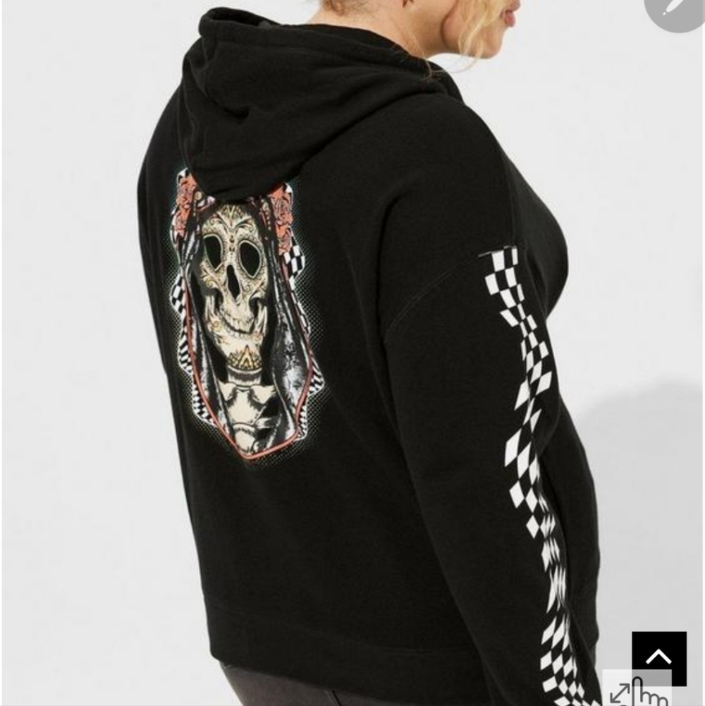 🆕️🌹☠️ 2X MUERTA SKULL & ROSE FLEECE ZIP HOODIE☠️🌹